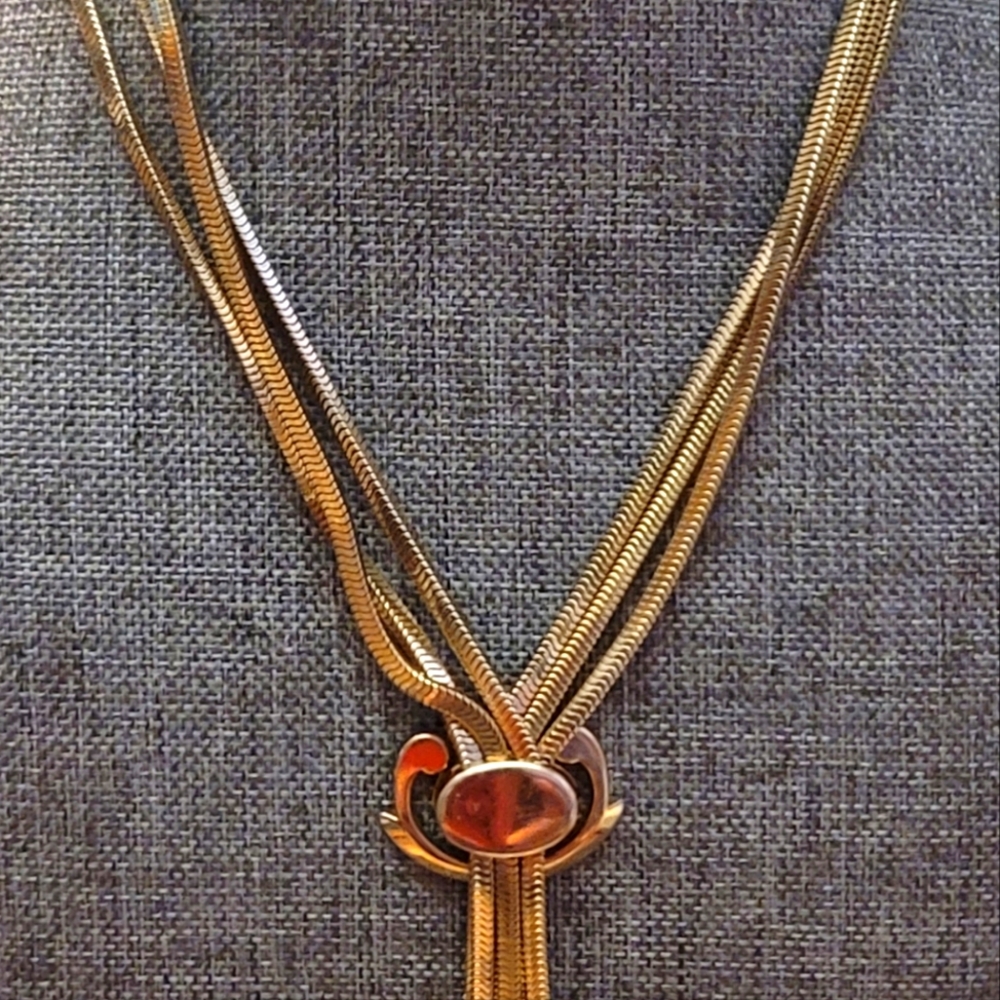 VTG Silver Tone Monet Carousel 1950 Bolo Chocker Necklace & Gold Tone Bracelet